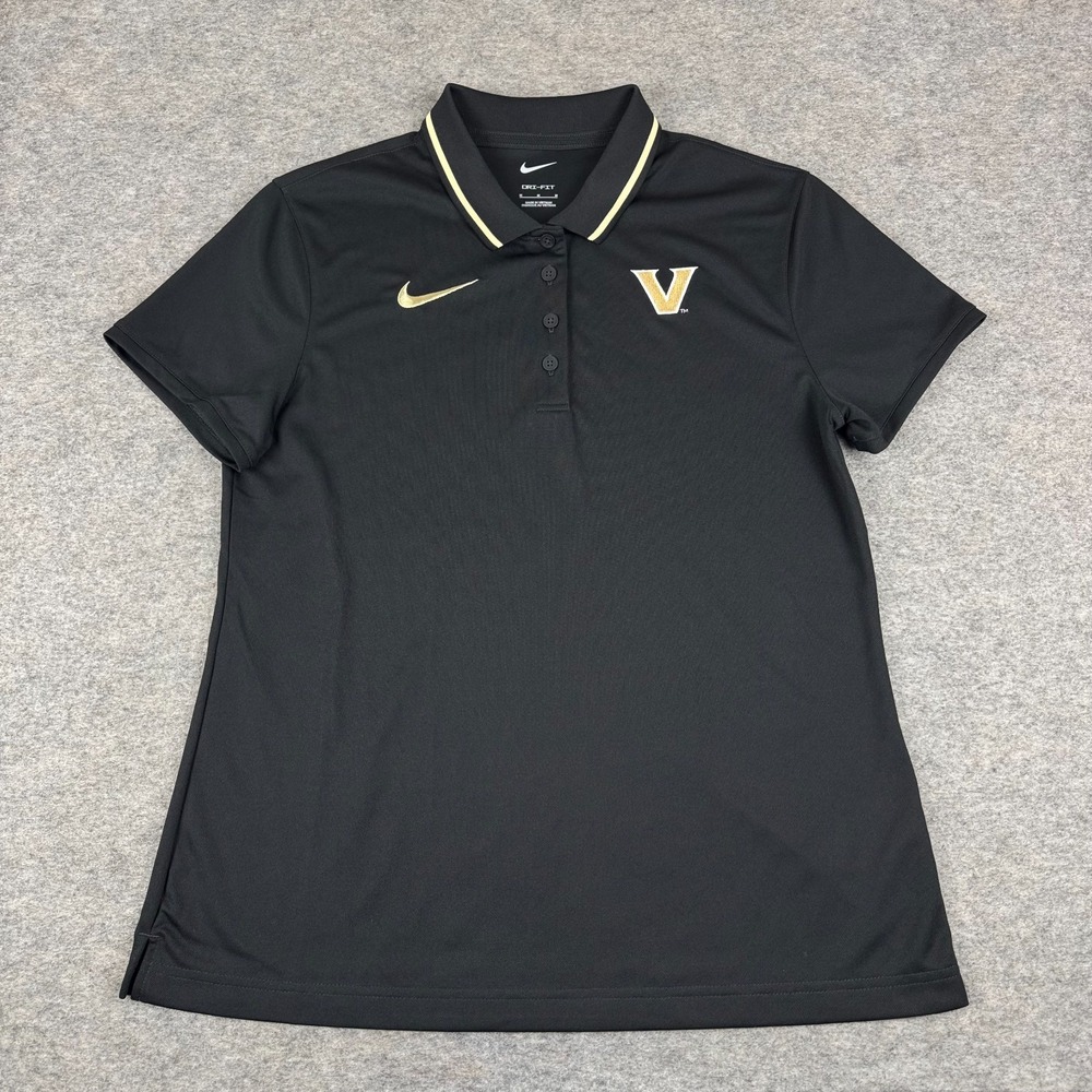 Nike Dri Fit Vanderbilt‎ Commodores Polo Shirt Black Womens Medium M
